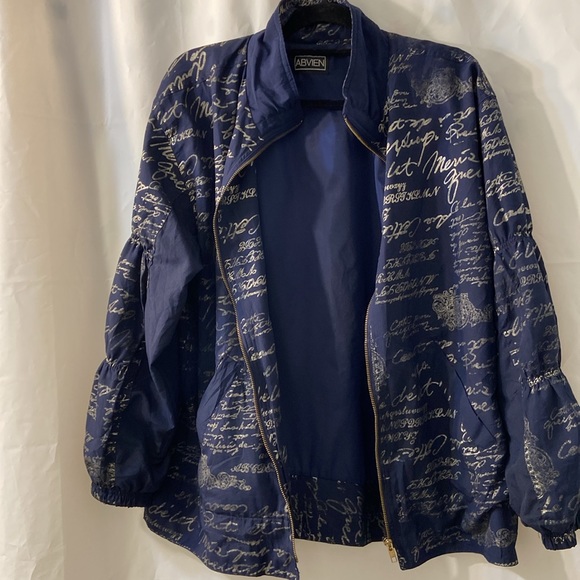 Abvien Vintage Navy and Silver Bomber Style Jacket - Picture 7 of 7